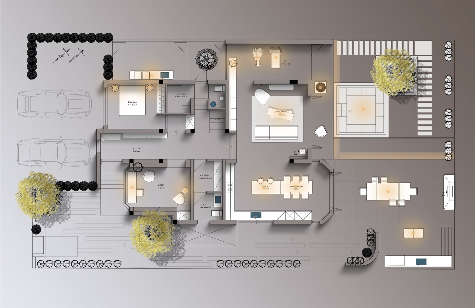 Floor plan — 西郊别墅平面布置图